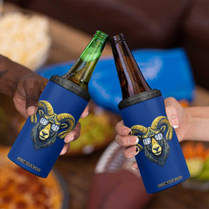 Cool Ram Game Day Bighorn Sheep Graphic 4 in 1 Can Cooler Tumbler Bold Blue and Gold Fan TS02 Print Your Wear