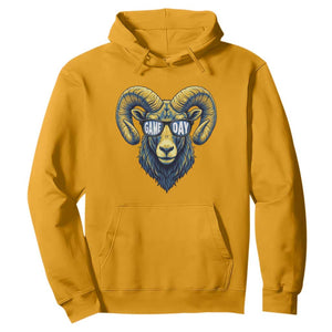 Cool Ram Game Day Bighorn Sheep Graphic Hoodie Bold Blue and Gold Fan TS02 Gold Print Your Wear