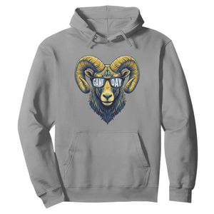 Cool Ram Game Day Bighorn Sheep Graphic Hoodie Bold Blue and Gold Fan TS02 Sport Gray Print Your Wear