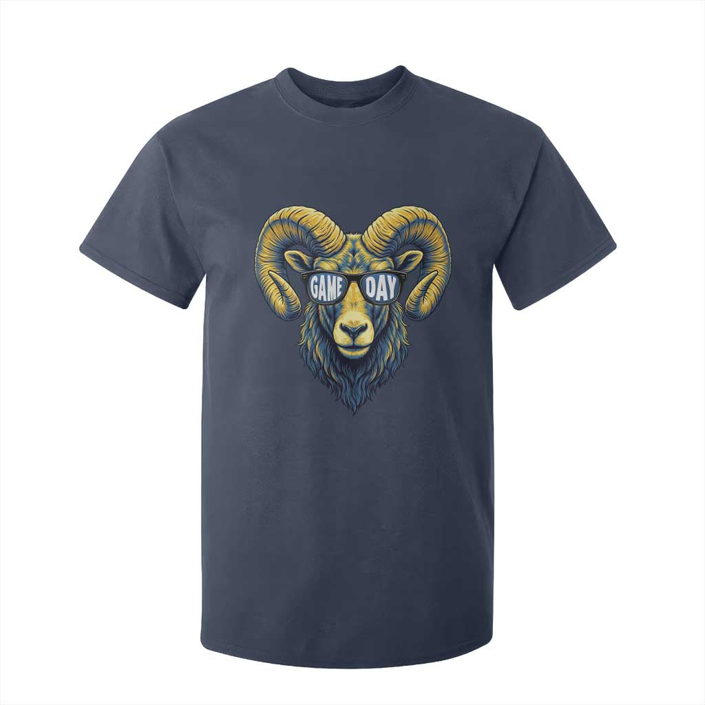 Cool Ram Game Day Bighorn Sheep Graphic T Shirt For Kid Bold Blue and Gold Fan TS02 Navy Print Your Wear