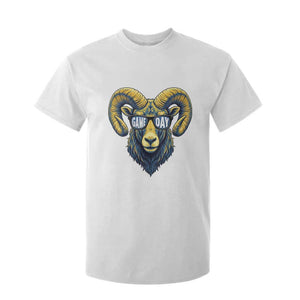 Cool Ram Game Day Bighorn Sheep Graphic T Shirt For Kid Bold Blue and Gold Fan TS02 White Print Your Wear