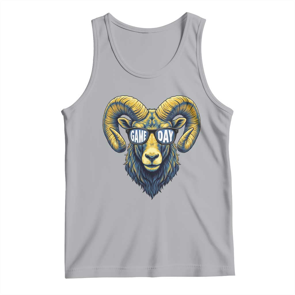 Cool Ram Game Day Bighorn Sheep Graphic Tank Top Bold Blue and Gold Fan TS02 Athletic Heather Print Your Wear