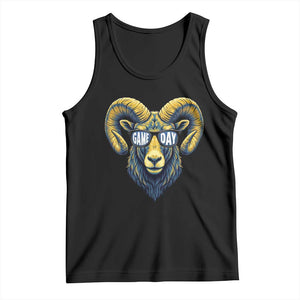 Cool Ram Game Day Bighorn Sheep Graphic Tank Top Bold Blue and Gold Fan TS02 Black Print Your Wear