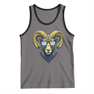 Cool Ram Game Day Bighorn Sheep Graphic Tank Top Bold Blue and Gold Fan TS02 Deep Heather Black Print Your Wear