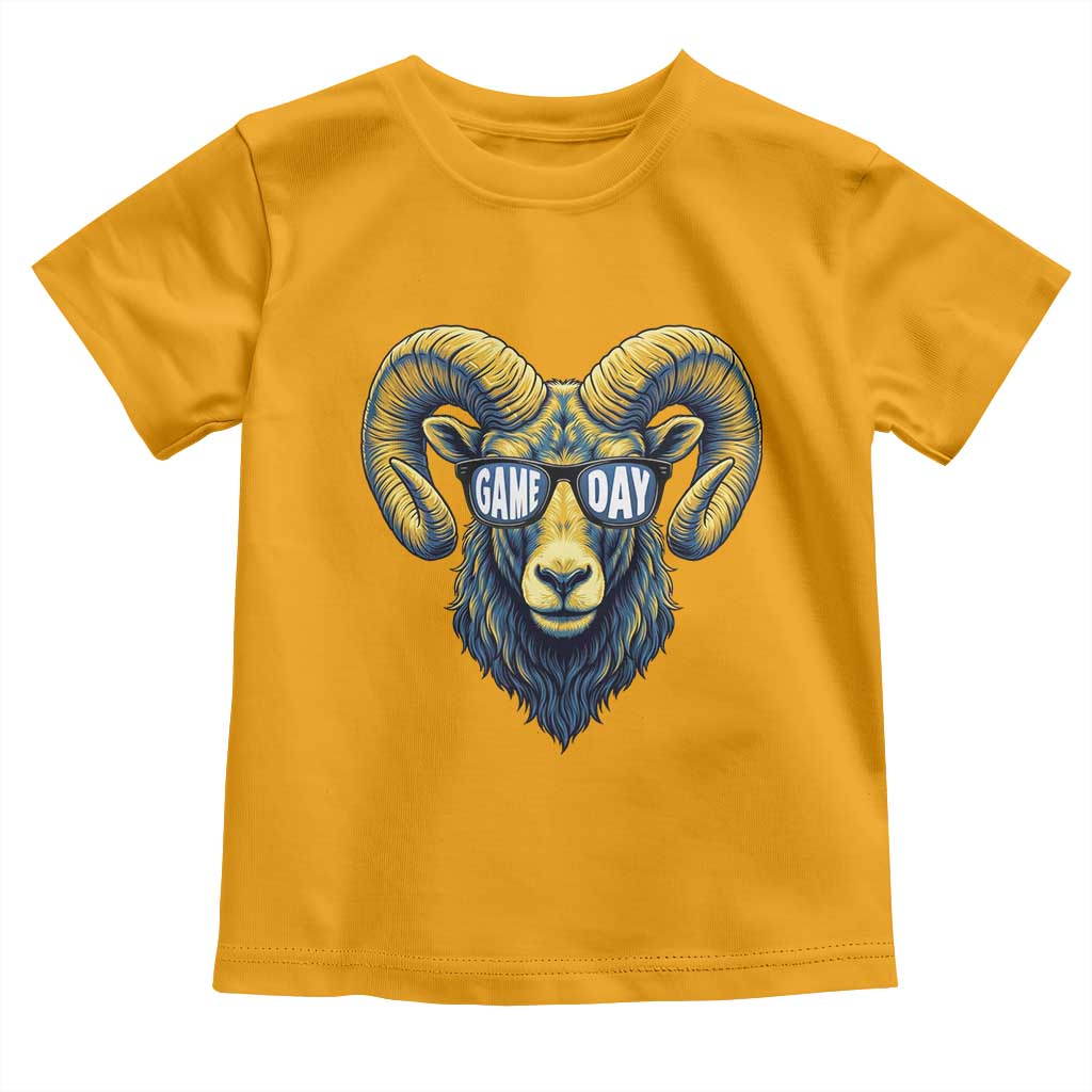 Cool Ram Game Day Bighorn Sheep Graphic Toddler T Shirt Bold Blue and Gold Fan TS02 Gold Print Your Wear