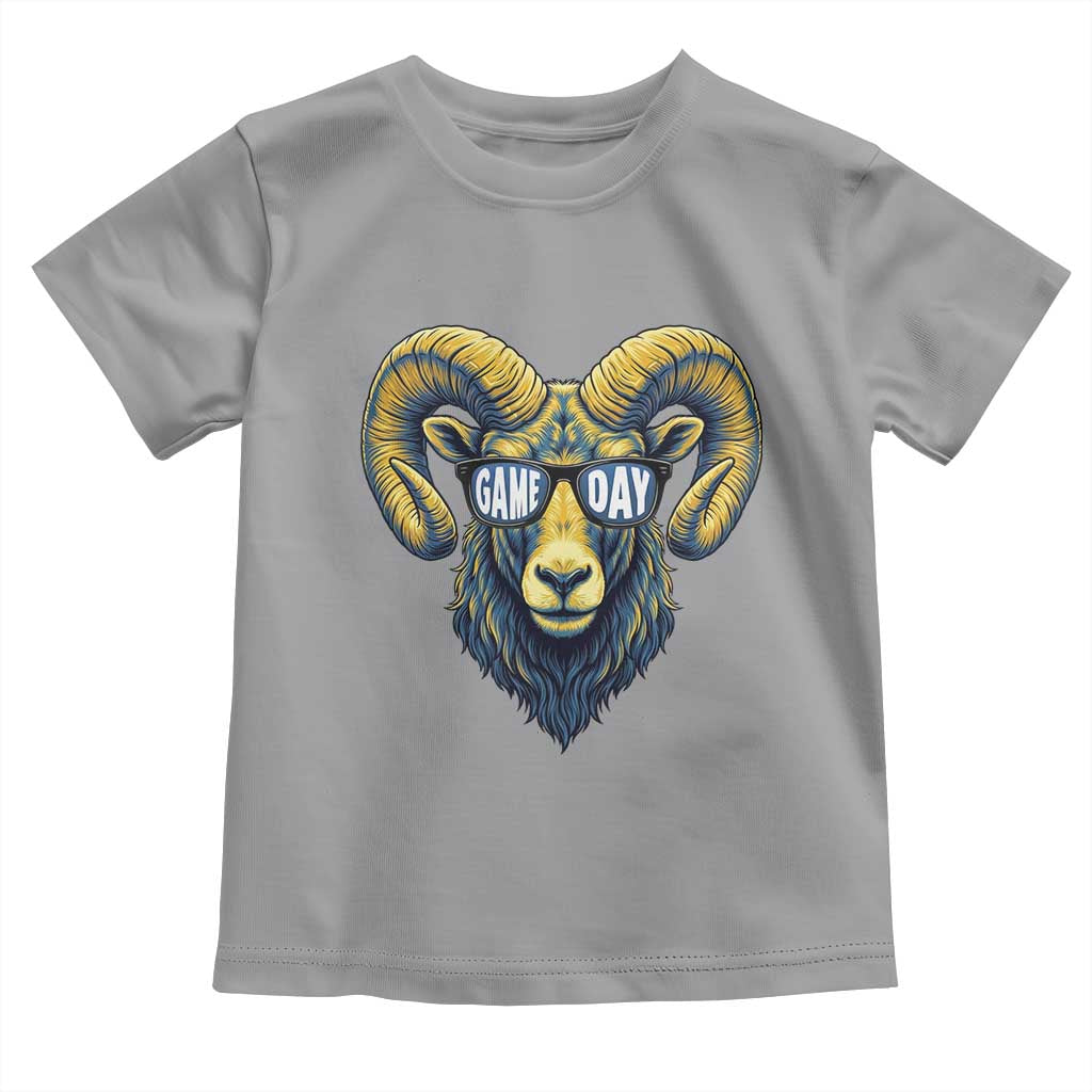 Cool Ram Game Day Bighorn Sheep Graphic Toddler T Shirt Bold Blue and Gold Fan TS02 Sport Gray Print Your Wear