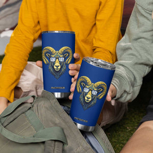 Cool Ram Game Day Bighorn Sheep Graphic Tumbler Cup Bold Blue and Gold Fan TS02 Print Your Wear