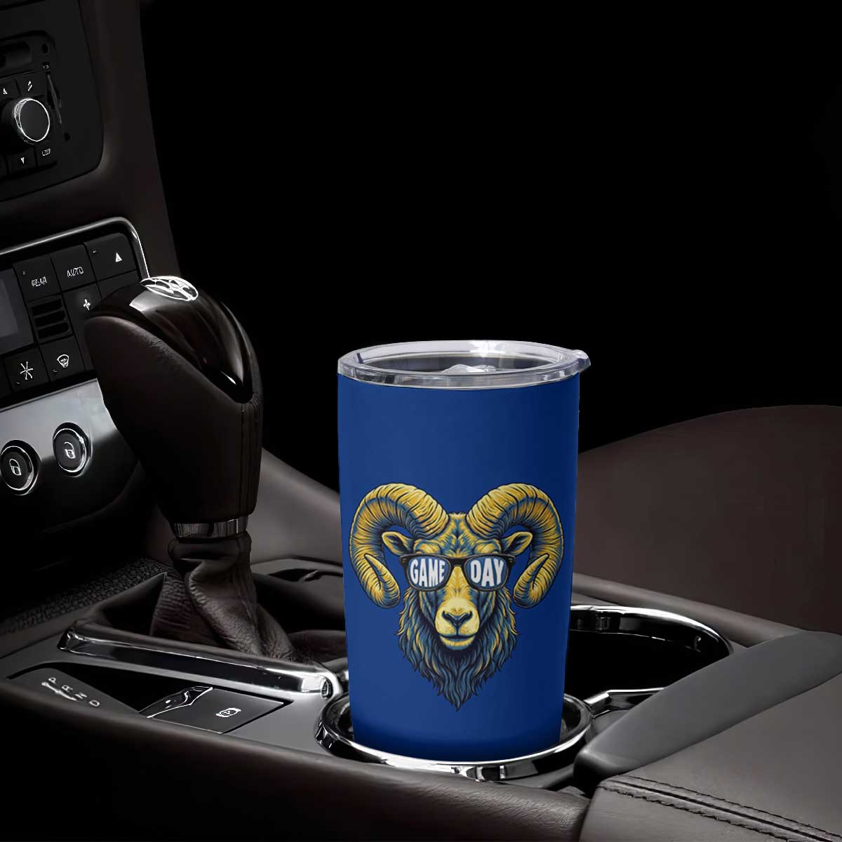 Cool Ram Game Day Bighorn Sheep Graphic Tumbler Cup Bold Blue and Gold Fan TS02 Print Your Wear