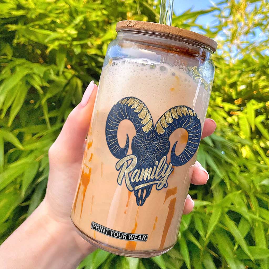 Ramily Bighorn Sheep Skull Ram Lover Vintage Glass Can TS02 Royal Blue Print Your Wear