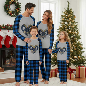 Ramily Bighorn Sheep Skull Ram Lover Vintage Plaid Pajama Set TS02 Blue Plaid Print Your Wear