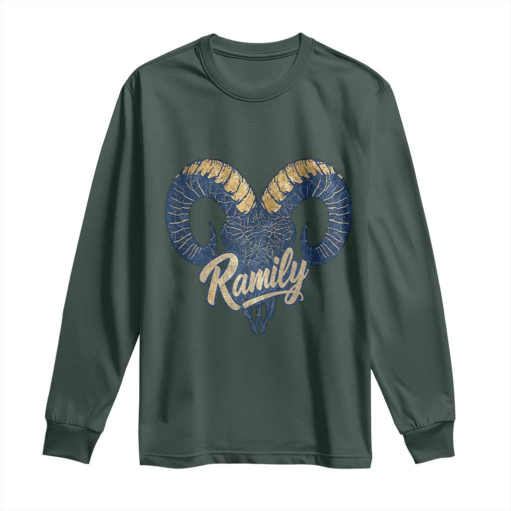 Ramily Bighorn Sheep Skull Ram Lover Vintage Long Sleeve Shirt TS02 Dark Forest Green Print Your Wear