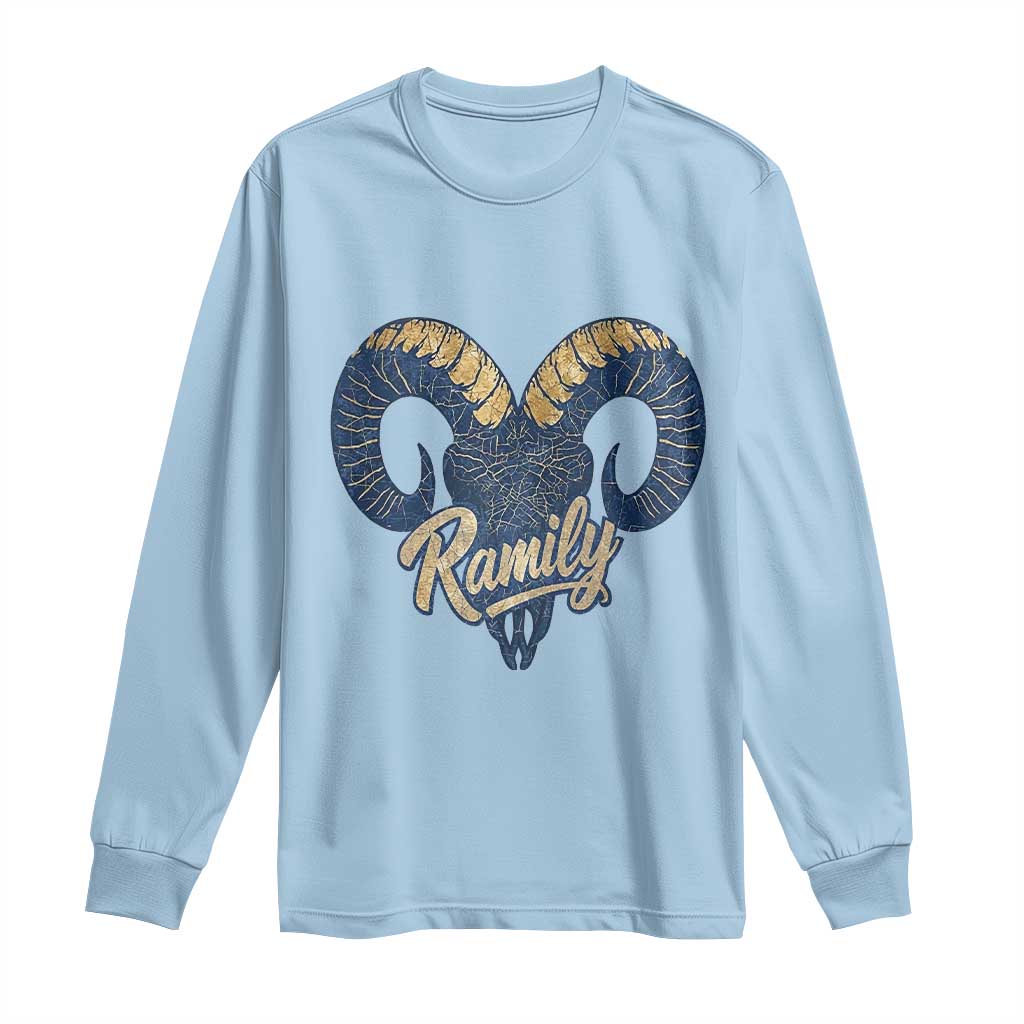 Ramily Bighorn Sheep Skull Ram Lover Vintage Long Sleeve Shirt TS02 Light Blue Print Your Wear