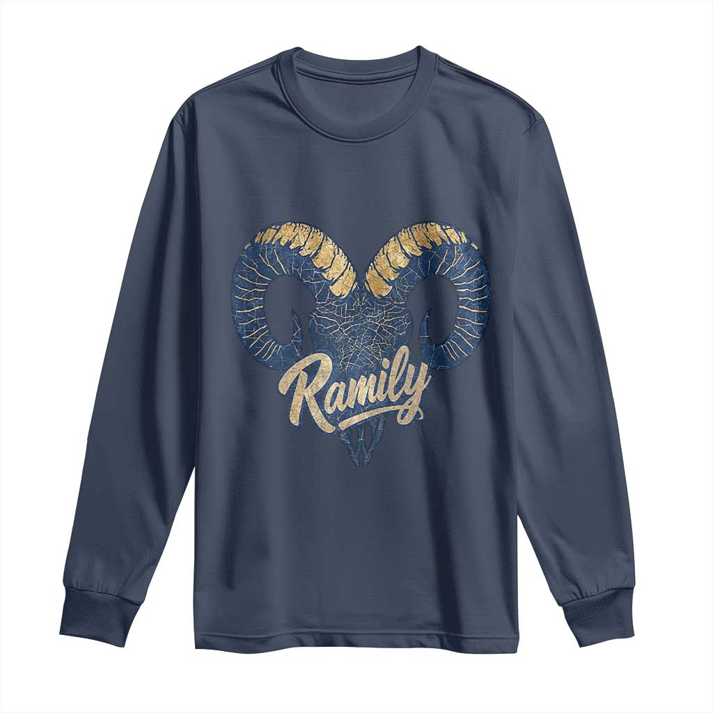 Ramily Bighorn Sheep Skull Ram Lover Vintage Long Sleeve Shirt TS02 Navy Print Your Wear
