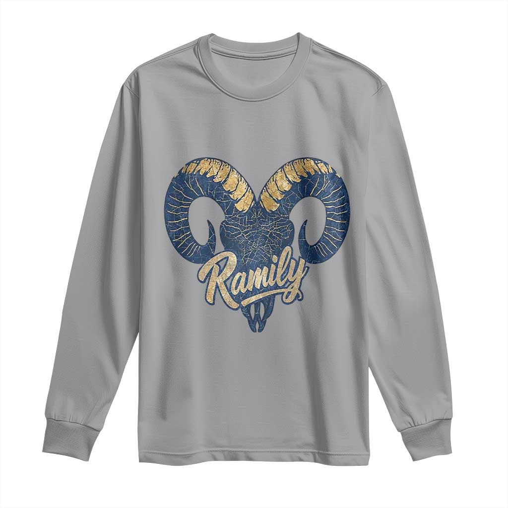 Ramily Bighorn Sheep Skull Ram Lover Vintage Long Sleeve Shirt TS02 Sport Gray Print Your Wear