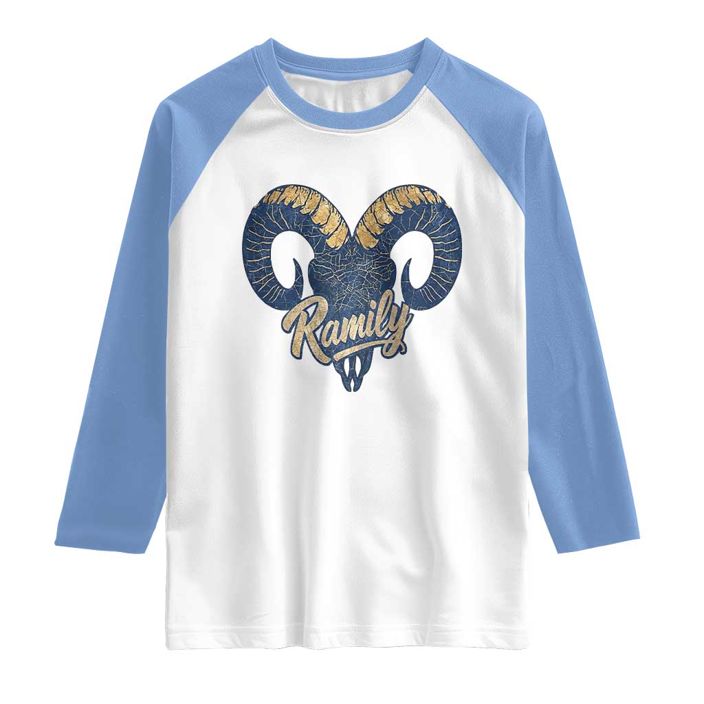 Ramily Bighorn Sheep Skull Ram Lover Vintage Raglan Shirt TS02 White Carolina Blue Print Your Wear