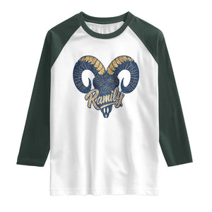 Ramily Bighorn Sheep Skull Ram Lover Vintage Raglan Shirt TS02 White Dark Forest Green Print Your Wear