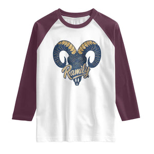 Ramily Bighorn Sheep Skull Ram Lover Vintage Raglan Shirt TS02 White Maroon Print Your Wear
