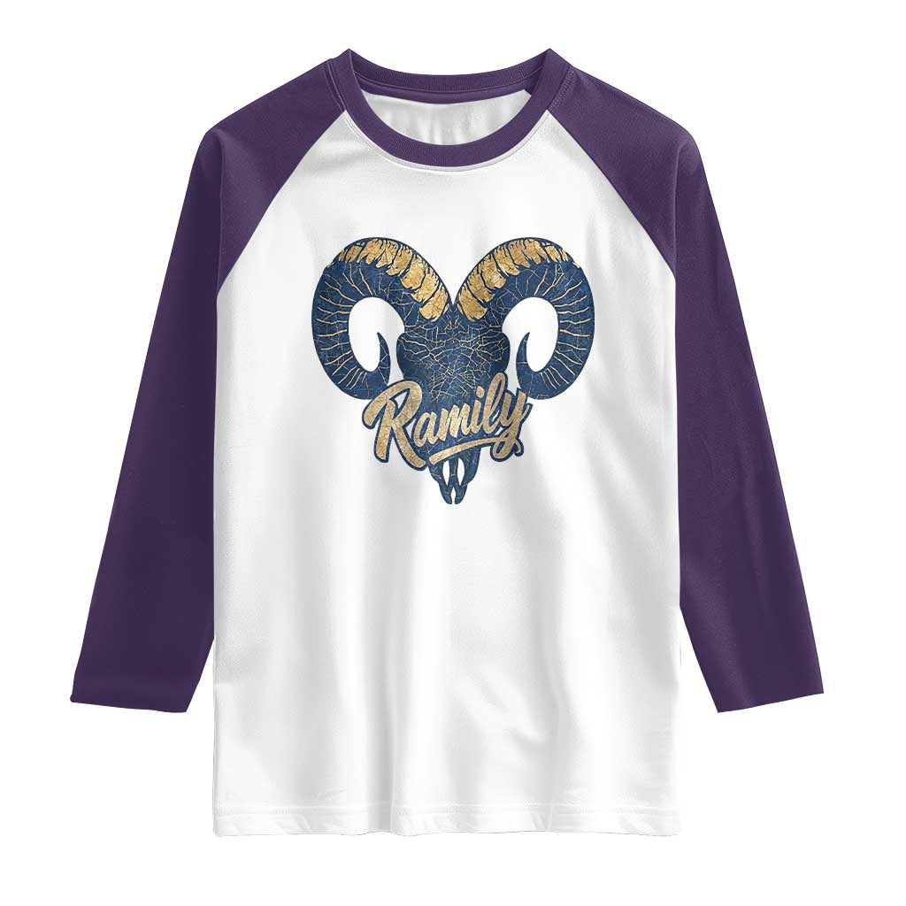 Ramily Bighorn Sheep Skull Ram Lover Vintage Raglan Shirt TS02 White Purple Print Your Wear