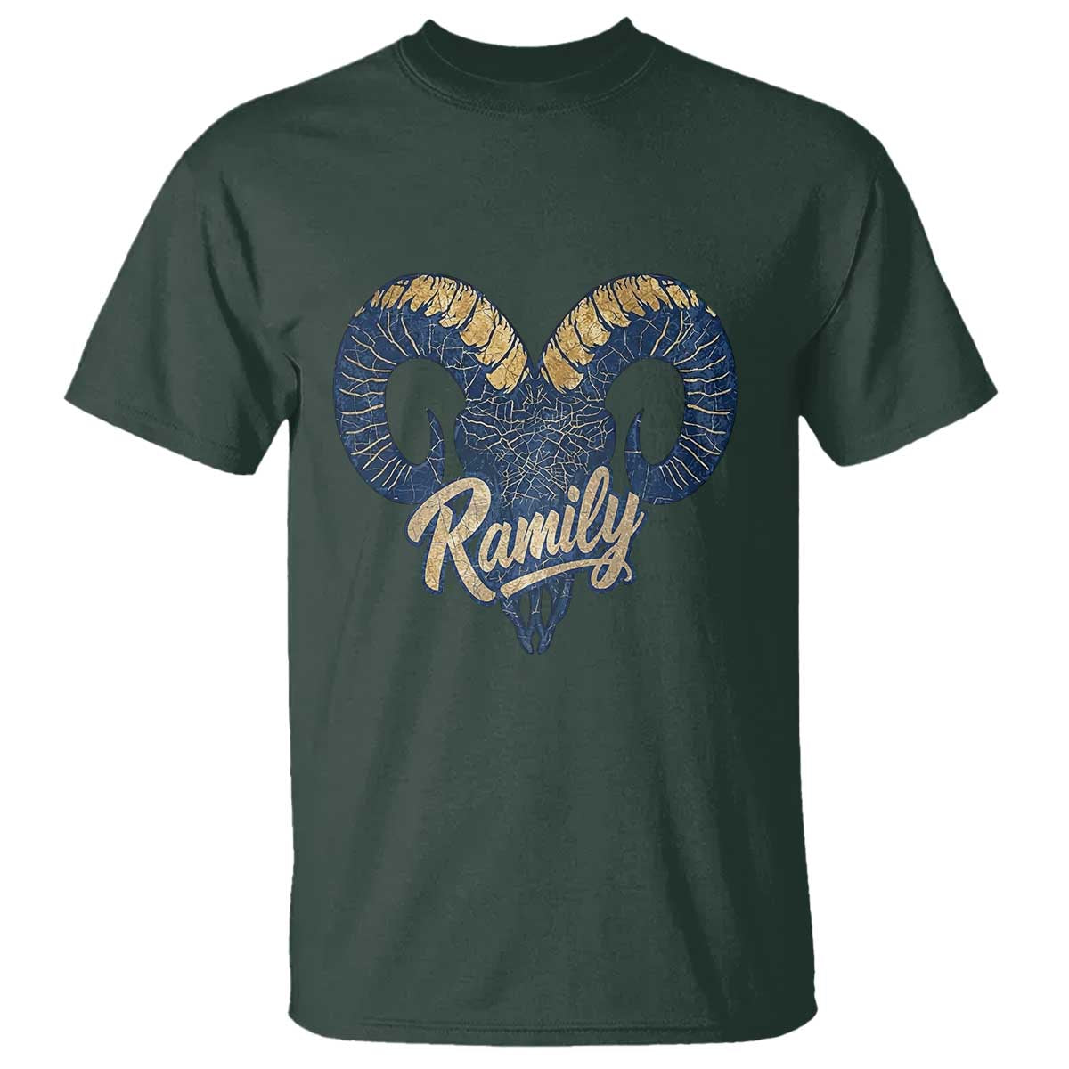 Ramily Bighorn Sheep Skull Ram Lover Vintage T Shirt TS02 Dark Forest Green Print Your Wear