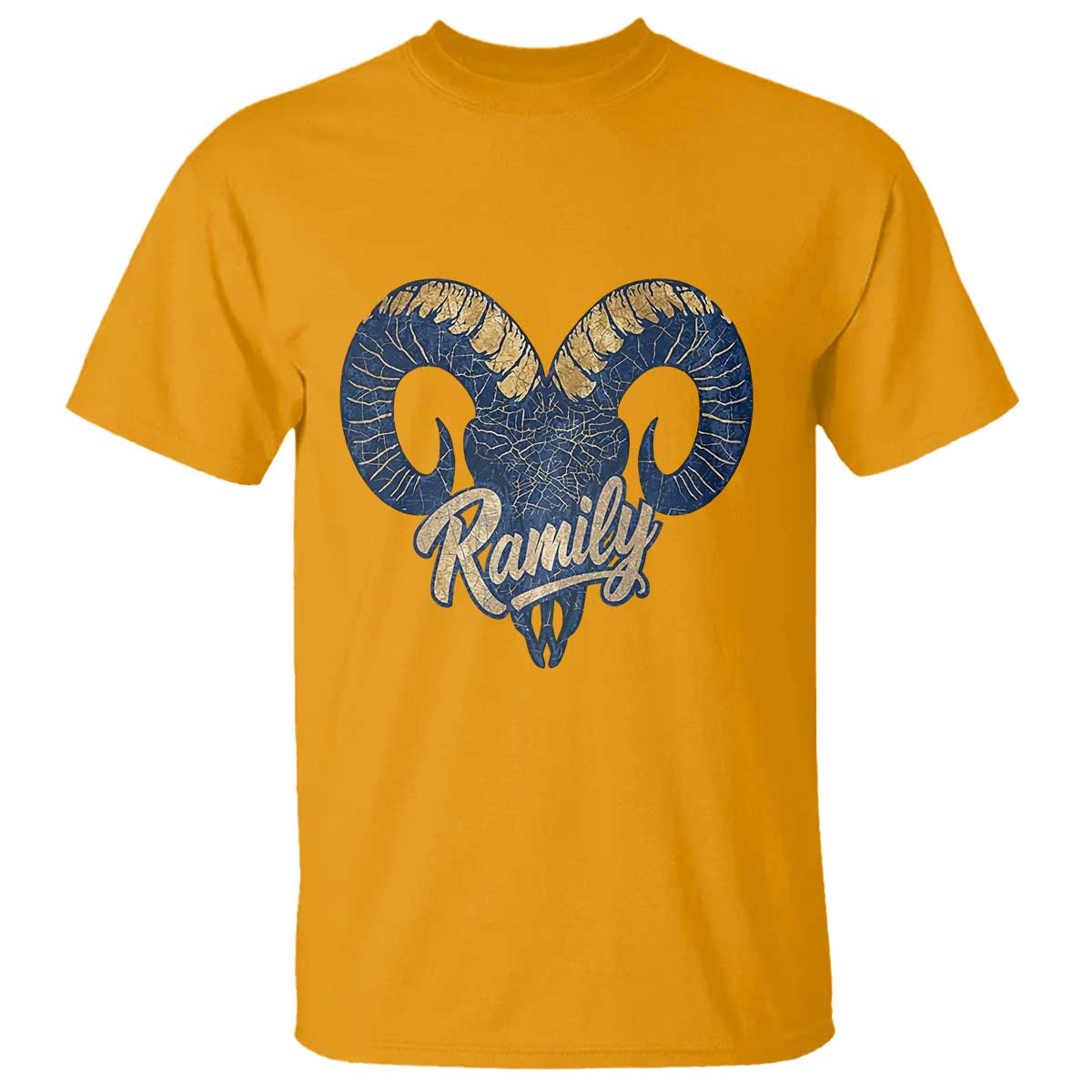 Ramily Bighorn Sheep Skull Ram Lover Vintage T Shirt TS02 Gold Print Your Wear