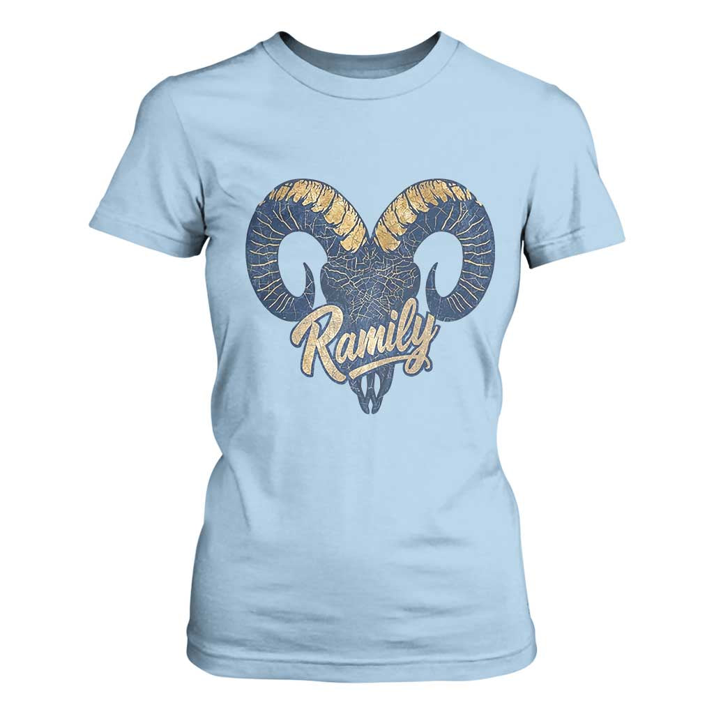Ramily Bighorn Sheep Skull Ram Lover Vintage T Shirt For Women TS02 Light Blue Print Your Wear