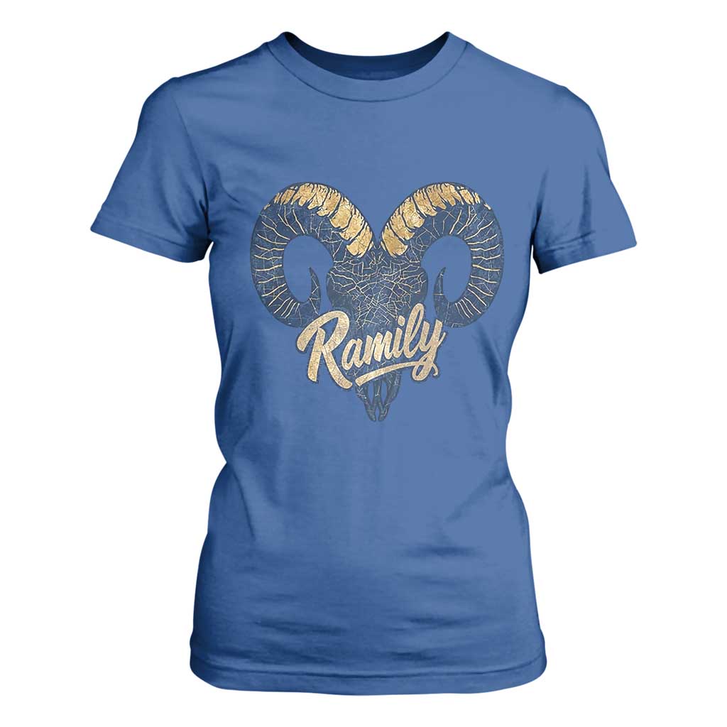 Ramily Bighorn Sheep Skull Ram Lover Vintage T Shirt For Women TS02 Royal Blue Print Your Wear