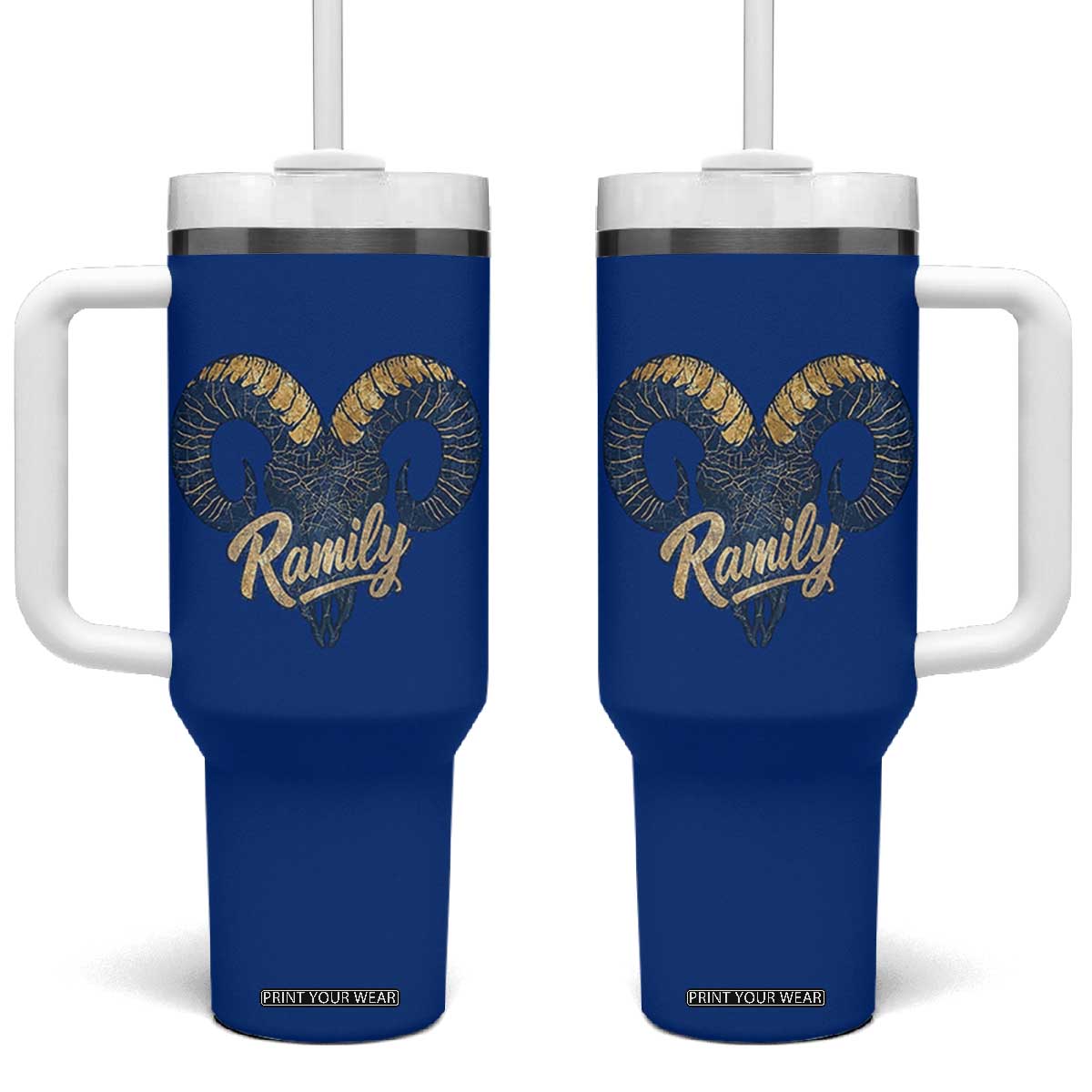 Ramily Bighorn Sheep Skull Ram Lover Vintage Tumbler With Handle TS02 One Size: 40 oz Royal Blue Print Your Wear