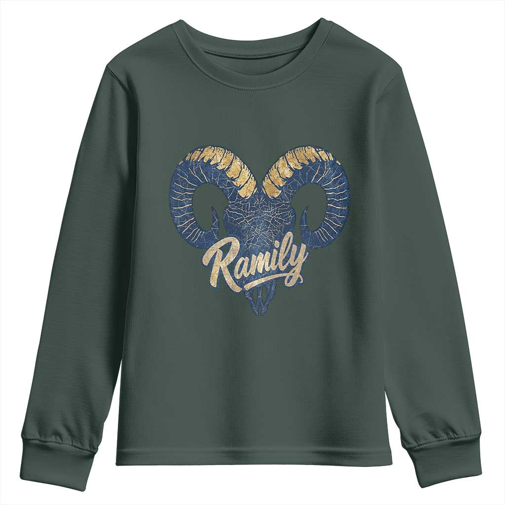 Ramily Bighorn Sheep Skull Ram Lover Vintage Youth Sweatshirt TS02 Dark Forest Green Print Your Wear