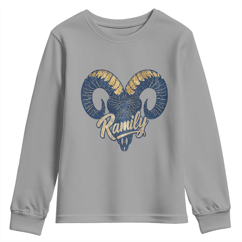 Ramily Bighorn Sheep Skull Ram Lover Vintage Youth Sweatshirt TS02 Sport Gray Print Your Wear