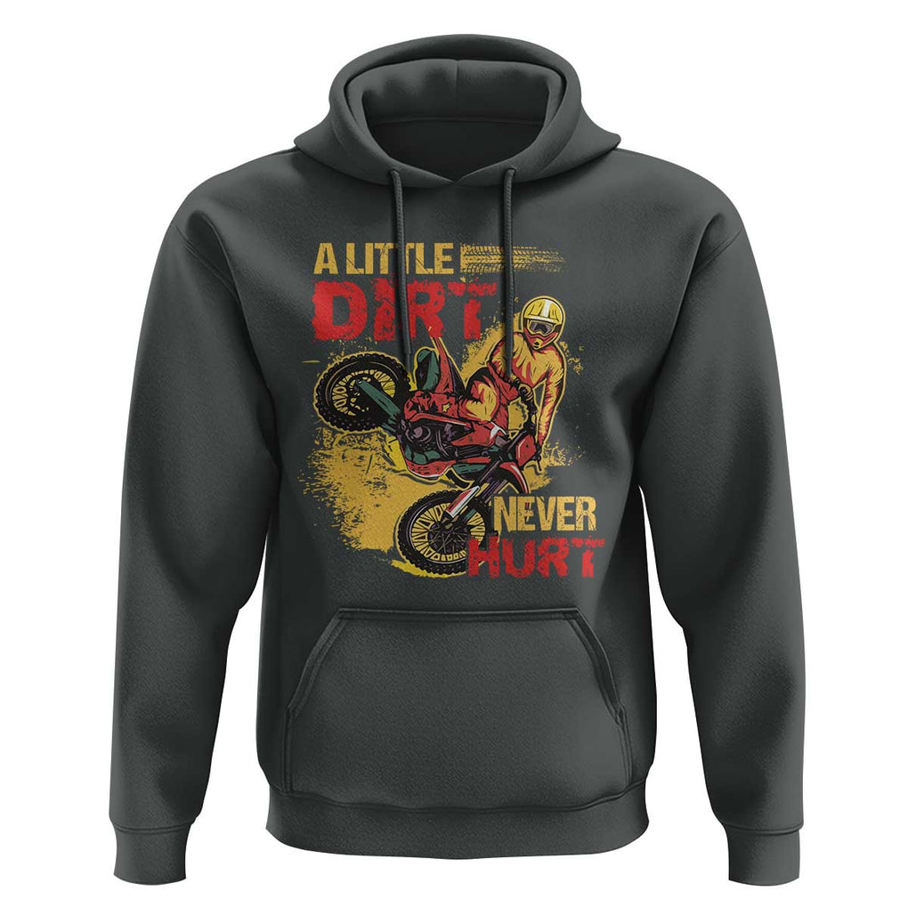 Dirt Bike Hoodie Dirt Never Hurt Motocross Biker TS02 Dark Heather Print Your Wear