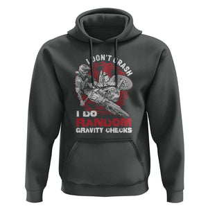 Dirt Bike Hoodie I Don't Crash I Do Gravity Checks Motocross Biker TS02 Dark Heather Print Your Wear