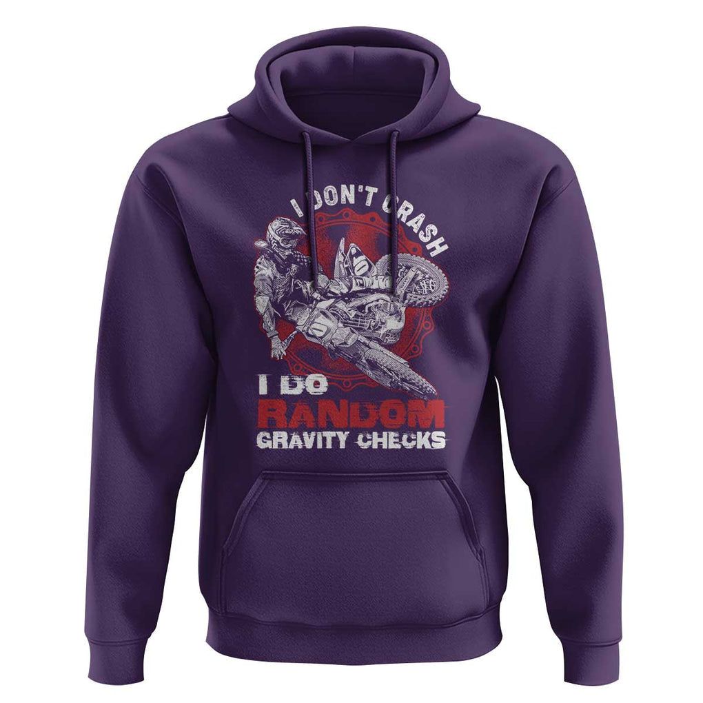 Dirt Bike Hoodie I Don't Crash I Do Gravity Checks Motocross Biker TS02 Purple Print Your Wear