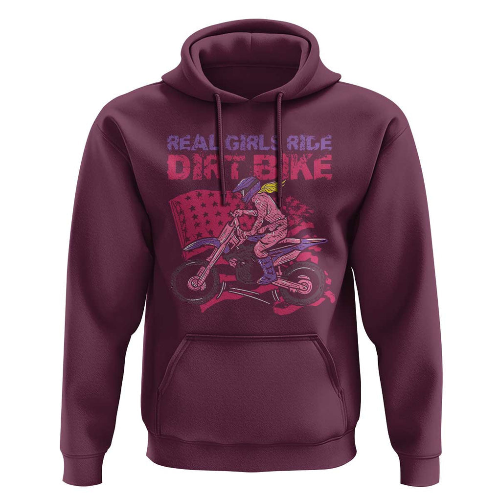 Real Girls Ride Dirt Bikes Hoodie Motocross Lovers Gifts For Womens TS02 Maroon Print Your Wear
