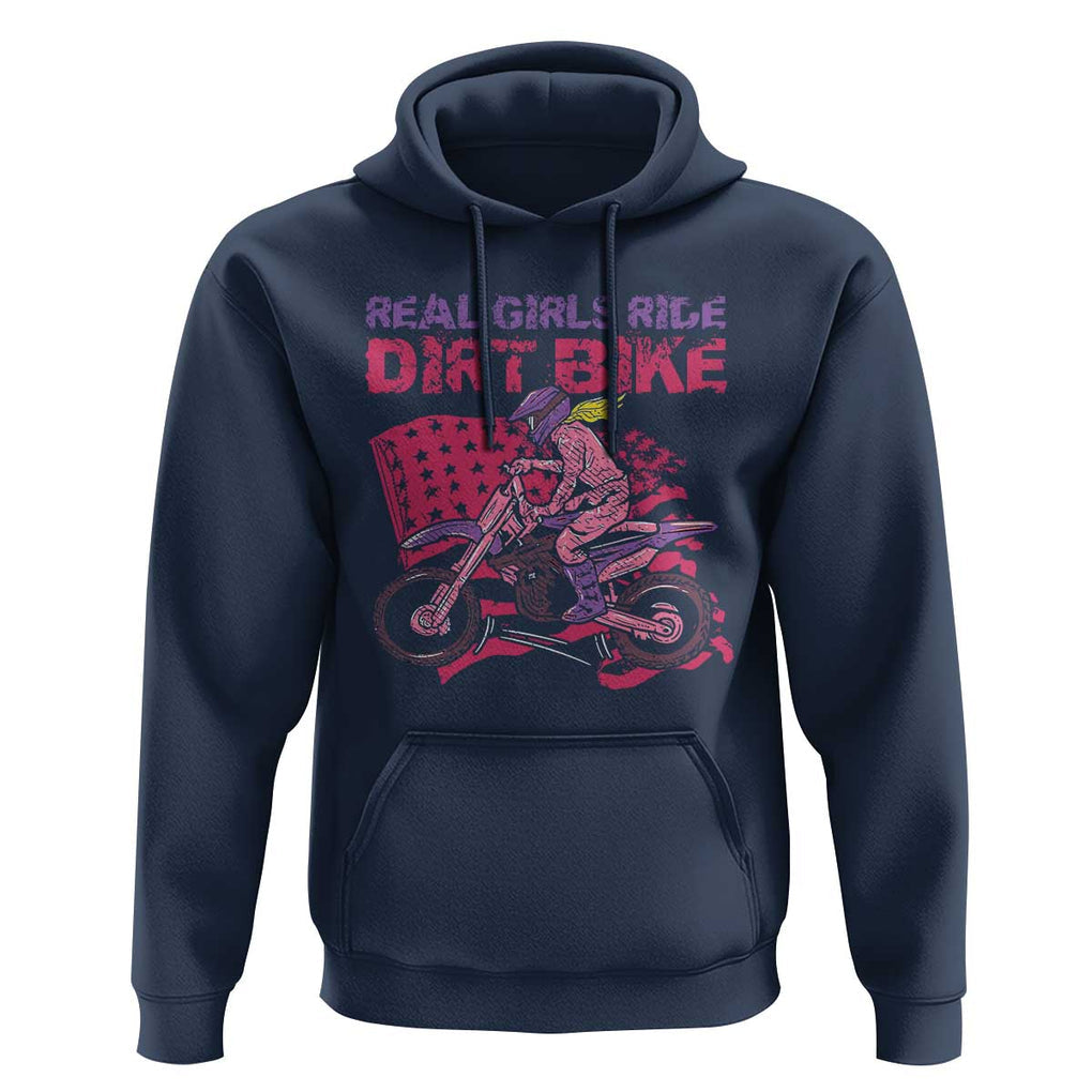 Real Girls Ride Dirt Bikes Hoodie Motocross Lovers Gifts For Womens TS02 Navy Print Your Wear