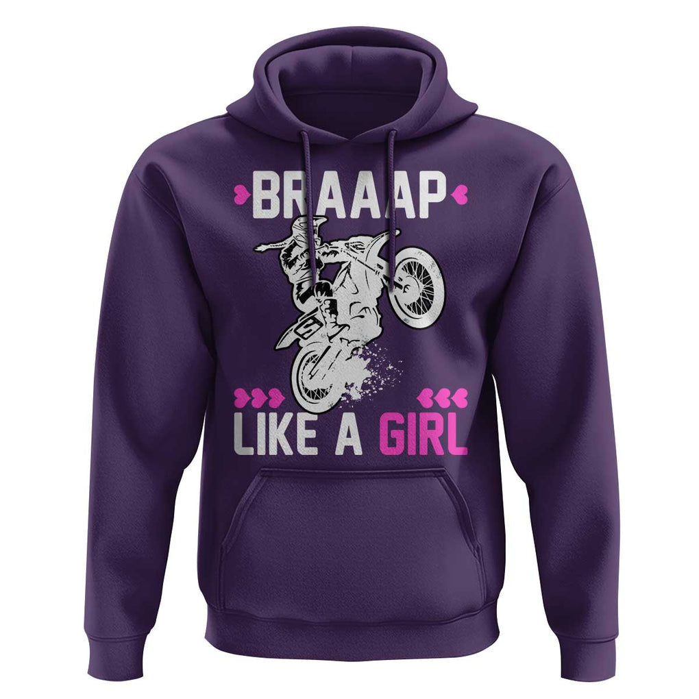 Dirt Bike Girl Hoodie Braap Like A Girl Motocross TS02 Purple Print Your Wear