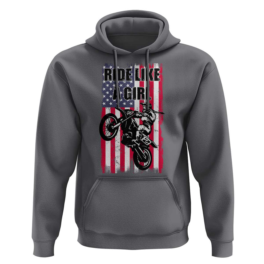 Dirt Bike Ride Like A Girl Hoodie Motocross Lover Biker Girls TS02 Charcoal Print Your Wear