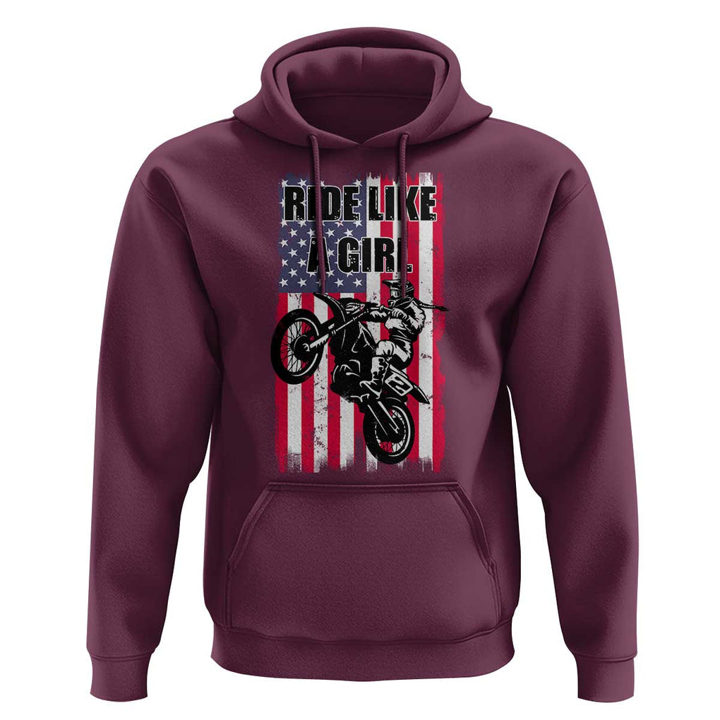 Dirt Bike Ride Like A Girl Hoodie Motocross Lover Biker Girls TS02 Maroon Print Your Wear