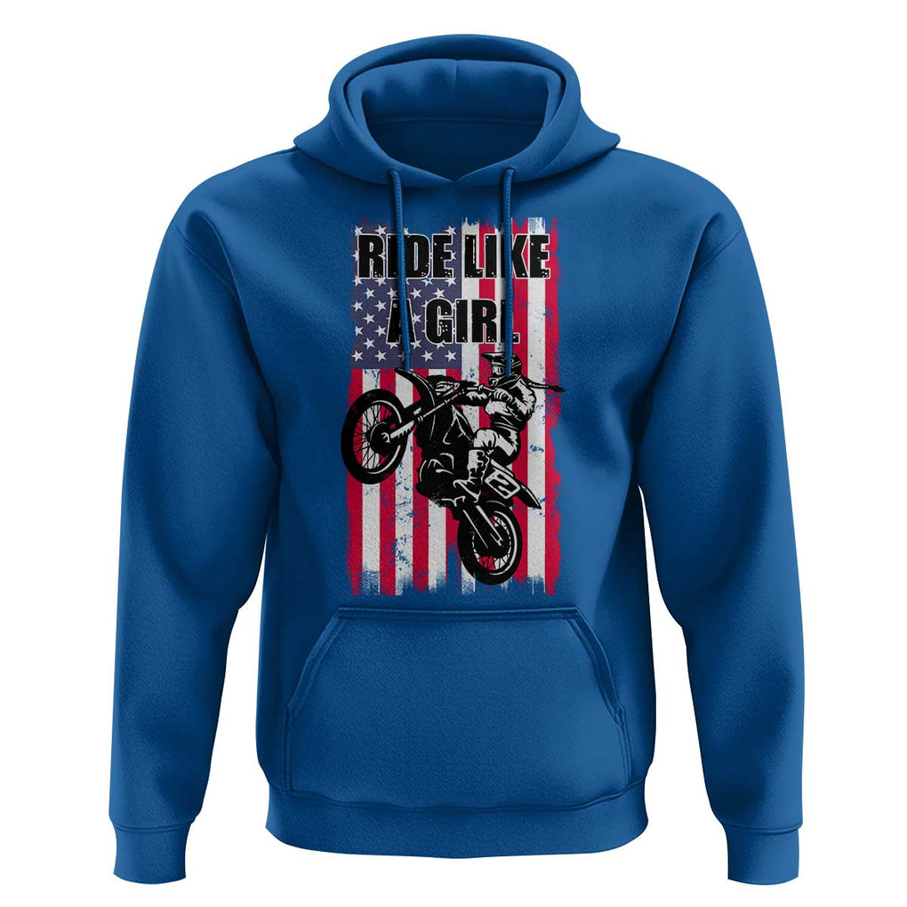 Dirt Bike Ride Like A Girl Hoodie Motocross Lover Biker Girls TS02 Royal Blue Print Your Wear