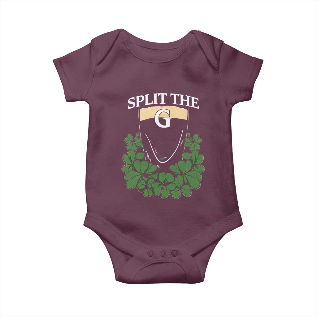 Split the G Funny Irish Stout Beer Drinking Game Baby Onesie St. Patrick’s Day Shamrocks Pub Crawl Crew TS02 Maroon Print Your Wear