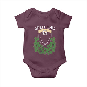 Split the G Funny Irish Stout Beer Drinking Game Baby Onesie St. Patrick’s Day Shamrocks Pub Crawl Crew TS02 Maroon Print Your Wear