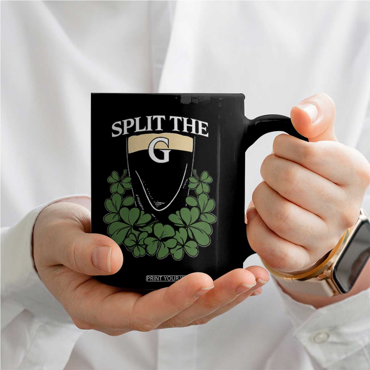 Split the G Funny Irish Stout Beer Drinking Game Coffee Mug St. Patrick’s Day Shamrocks Pub Crawl Crew TS02 Print Your Wear