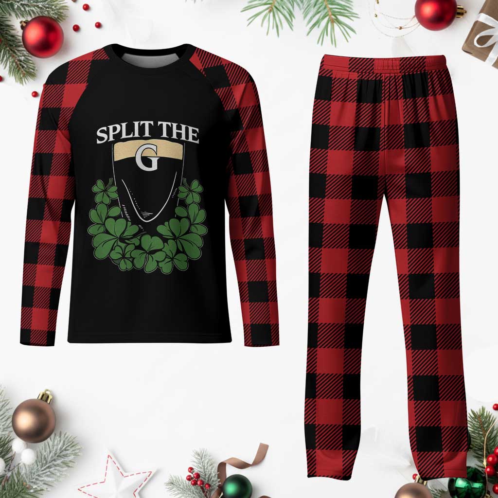 Split the G Funny Irish Stout Beer Drinking Game Plaid Pajama Set St. Patrick’s Day Shamrocks Pub Crawl Crew TS02 Buffalo Plaid Print Your Wear