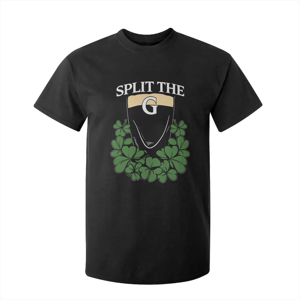 Split the G Funny Irish Stout Beer Drinking Game T Shirt For Kid St. Patrick’s Day Shamrocks Pub Crawl Crew TS02 Black Print Your Wear