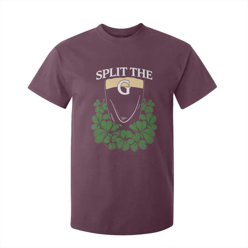 Split the G Funny Irish Stout Beer Drinking Game T Shirt For Kid St. Patrick’s Day Shamrocks Pub Crawl Crew TS02 Maroon Print Your Wear