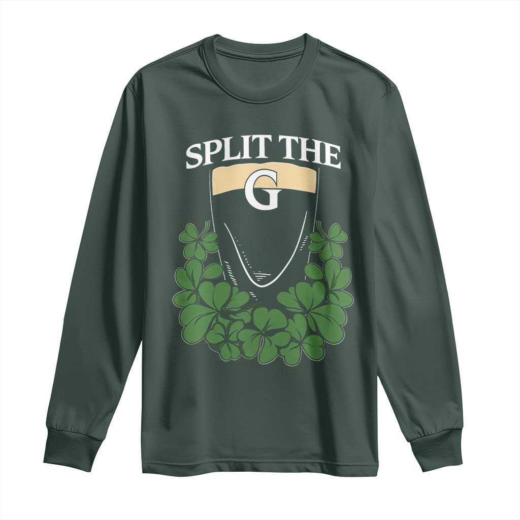 Split the G Funny Irish Stout Beer Drinking Game Long Sleeve Shirt St. Patrick’s Day Shamrocks Pub Crawl Crew TS02 Dark Forest Green Print Your Wear