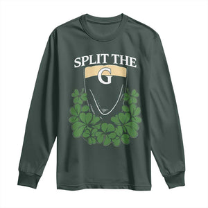 Split the G Funny Irish Stout Beer Drinking Game Long Sleeve Shirt St. Patrick’s Day Shamrocks Pub Crawl Crew TS02 Dark Forest Green Print Your Wear