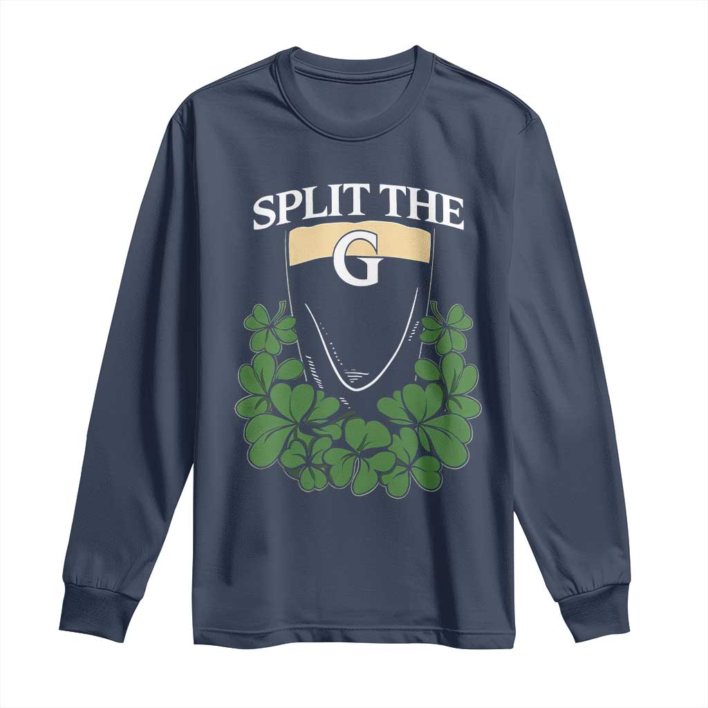 Split the G Funny Irish Stout Beer Drinking Game Long Sleeve Shirt St. Patrick’s Day Shamrocks Pub Crawl Crew TS02 Navy Print Your Wear