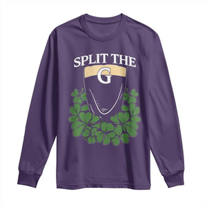 Split the G Funny Irish Stout Beer Drinking Game Long Sleeve Shirt St. Patrick’s Day Shamrocks Pub Crawl Crew TS02 Purple Print Your Wear