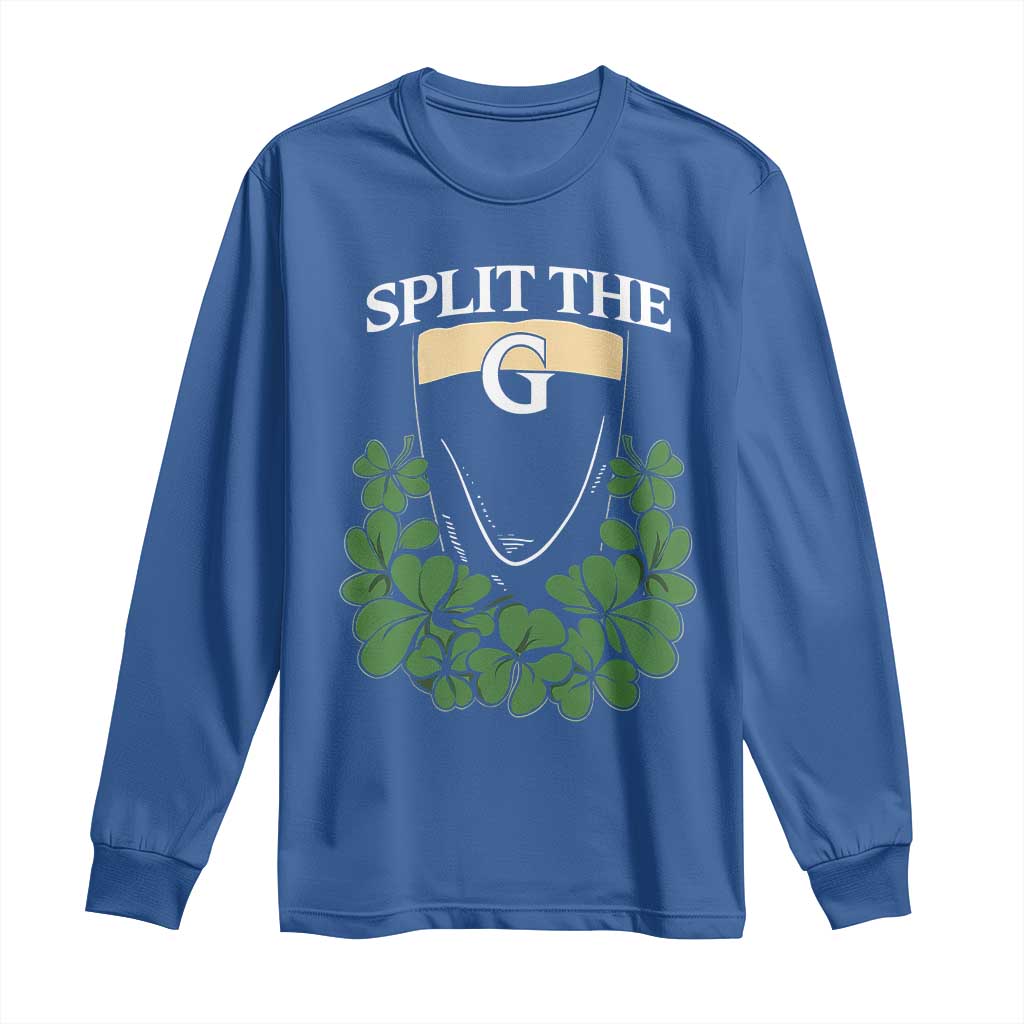 Split the G Funny Irish Stout Beer Drinking Game Long Sleeve Shirt St. Patrick’s Day Shamrocks Pub Crawl Crew TS02 Royal Blue Print Your Wear