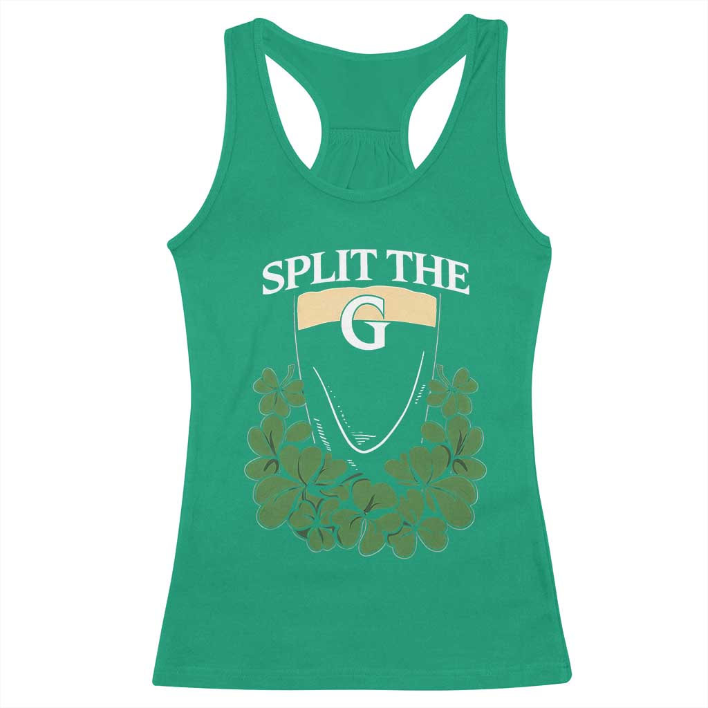 Split the G Funny Irish Stout Beer Drinking Game Racerback Tank Top St. Patrick’s Day Shamrocks Pub Crawl Crew TS02 Irish Green Print Your Wear